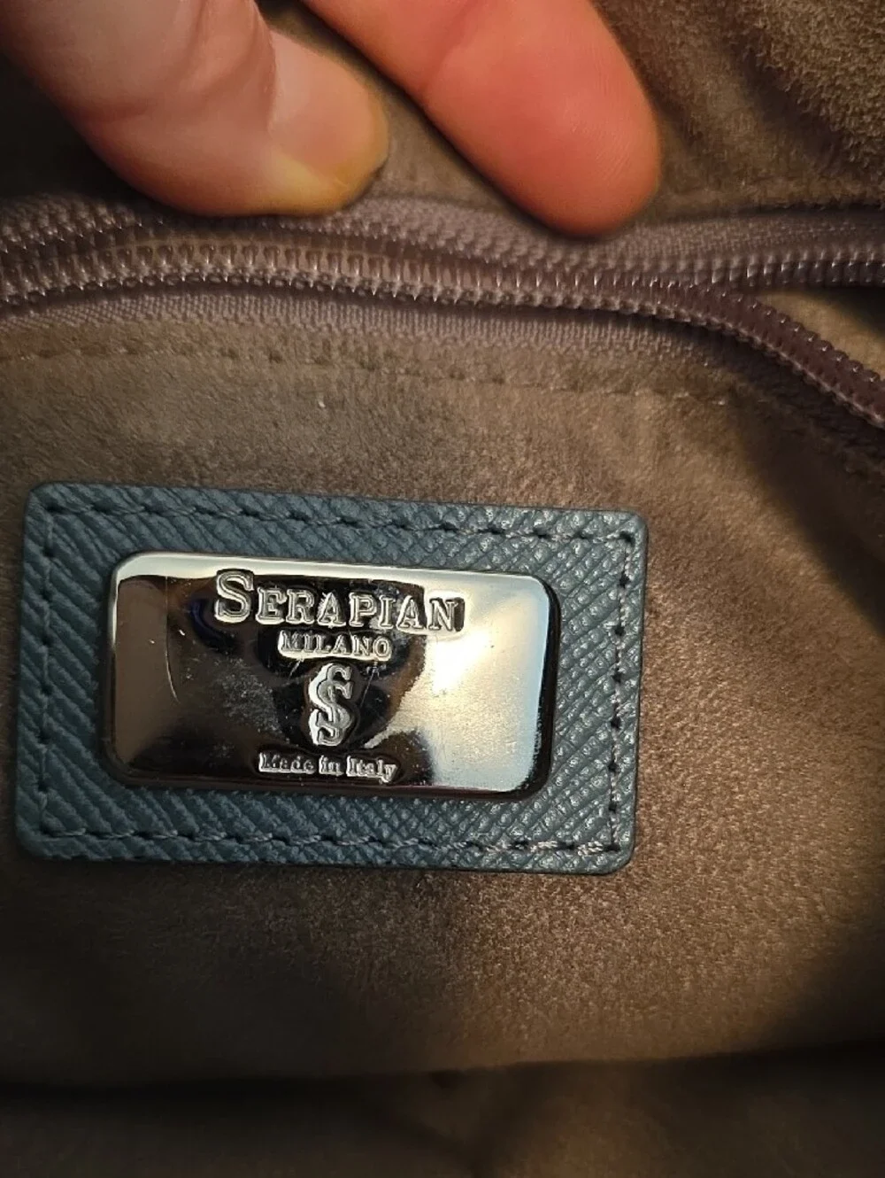 Serapian Gray Leather Messenger Bag